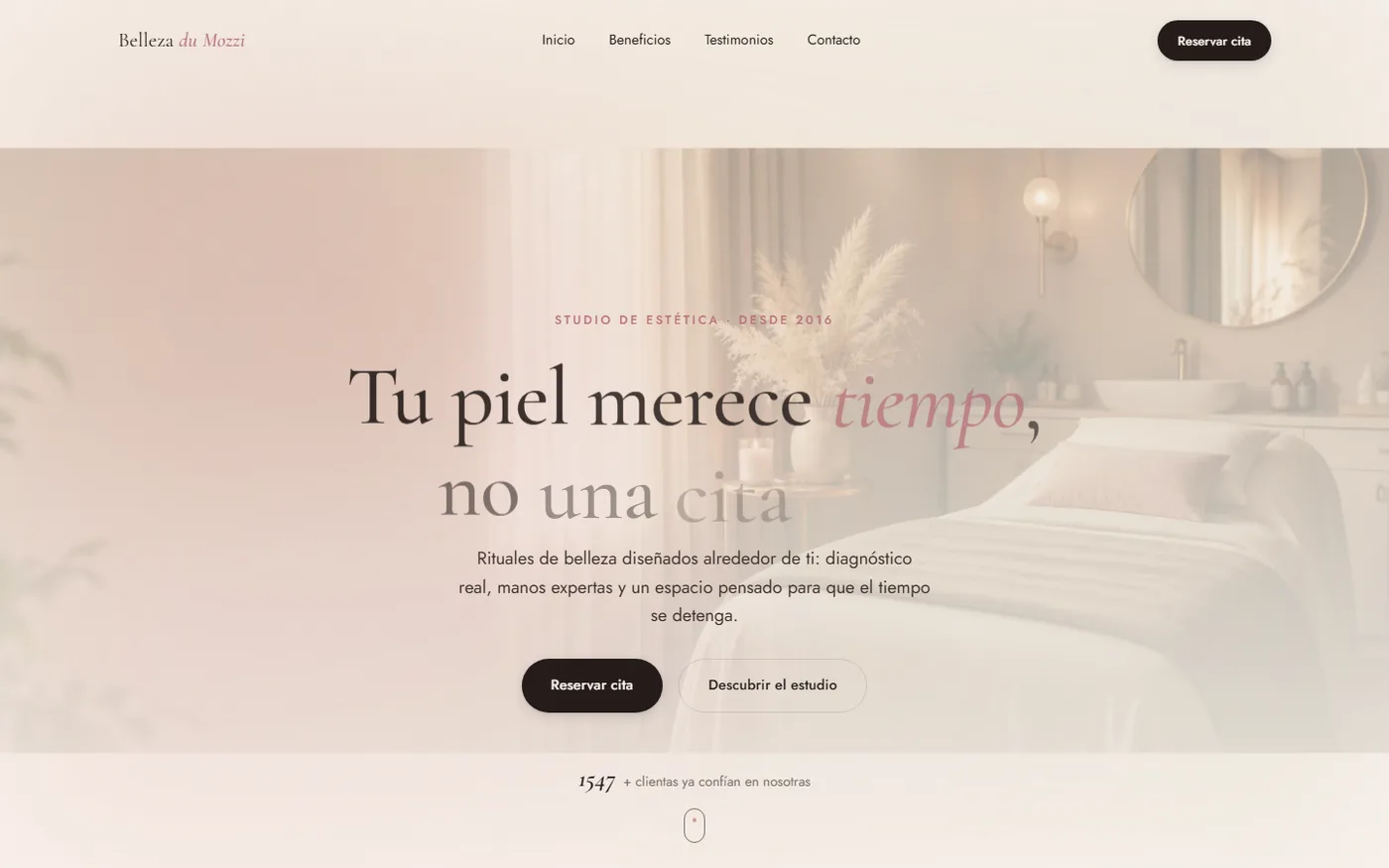 Vista previa de la demo Belleza du Mozzi en nexoweb24h.com/estetik